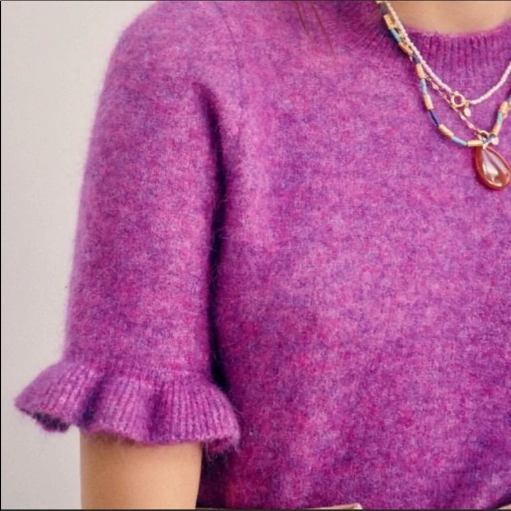 SOLD Sézane Mindy Jumper in Flecked Violet with Ruffle Sleeves - Picture 2 of 10
